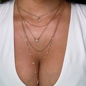 Stainless steel gold layered necklace